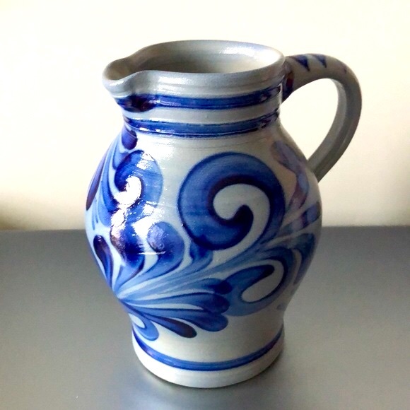 Vintage German Salt Glaze Pottery Pitcher 0.75 Liter 6” Height - Picture 8 of 8